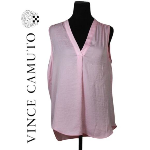 Vince Camuto Pink Sleeveless V-Neck Top Size Large - Picture 1 of 7